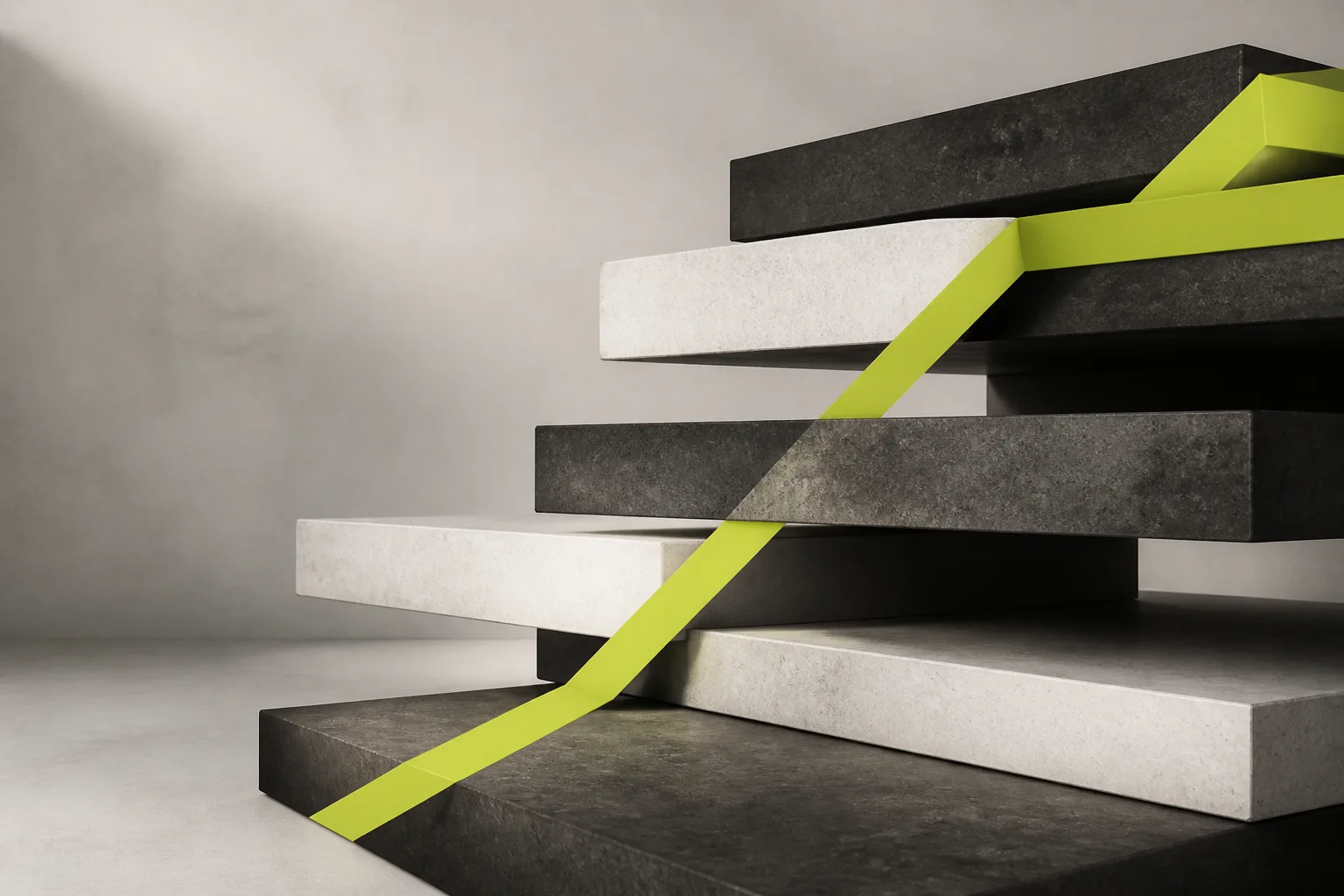 Layered abstract forms hinting at a multi tier web stack.