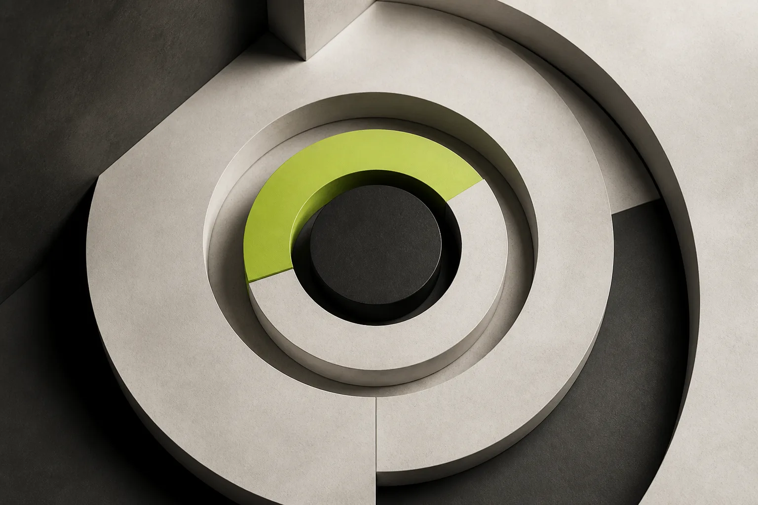 Abstract core surrounded by rings representing adapters around a model
