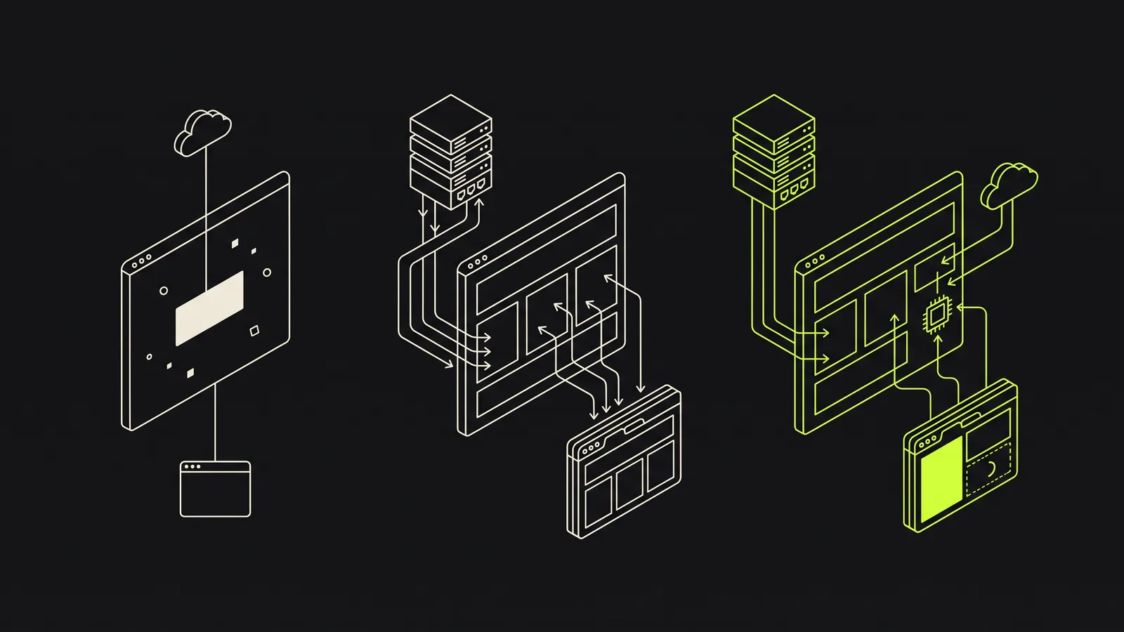 Three rendering strategies compared side by side