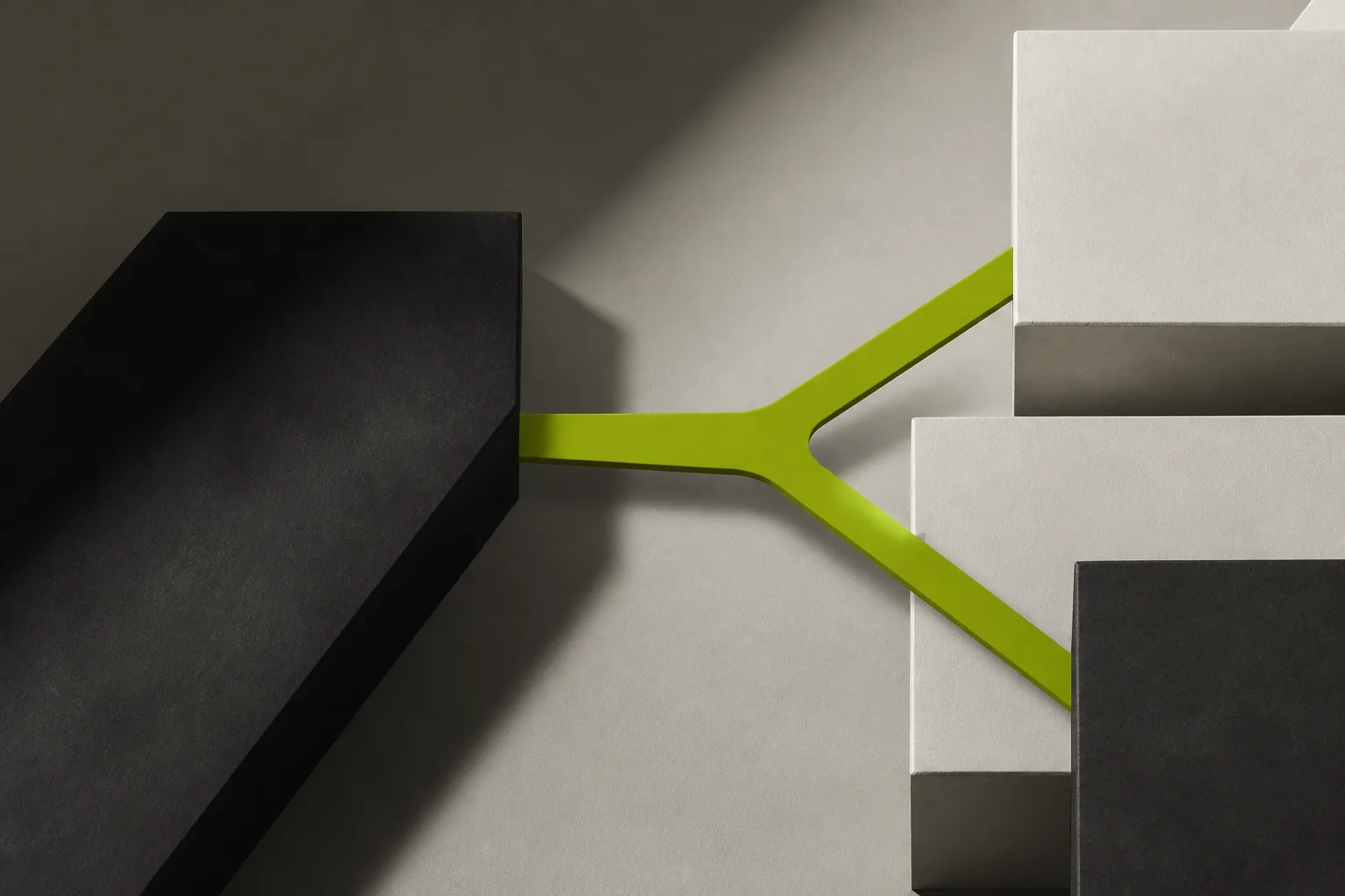 Abstract shapes connected like a branching content model.